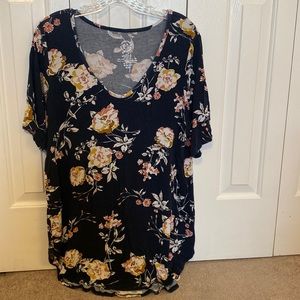 Maurice’s 24/7 Flawless Floral Tee-Size XXL-Black with pink/yellow floral.